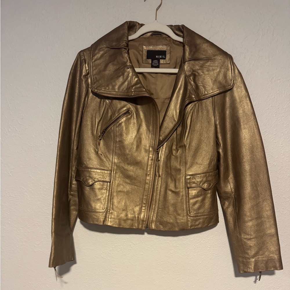 Mixit Metallic Leather Moto Jacket